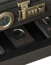 Cigar Humidor, Glass Top Desktop Box with Digital Thermo-Hygrometer, Humidifier, Divider, Accessories Drawer & Combination Lock