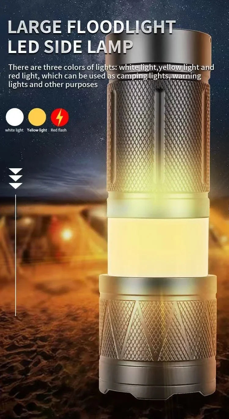 Ultra Bright LED Flashlight 12000mAh Rechargeable Zoomable Tactical Torch IPX6 Waterproof Power Bank