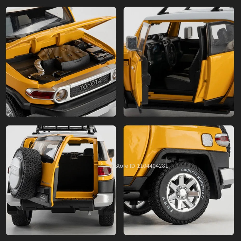 1:24 Land Cruiser FJ LC80 Toy Model Diecast Alloy Car Sound Light Pull Back Doors Opened Miniature Vehice Friend's Birthday Gift
