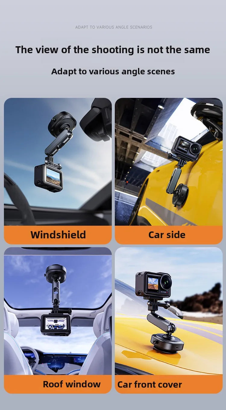 Electric Vacuum Suction Car Action Camera Mount Aluminum Alloy 360 Degree Adjustable Camera Holder for Dashboard and Outdoor Recording