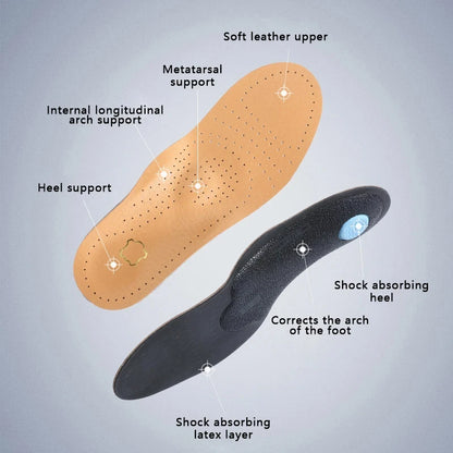 1Pair Orthopedic Insoles Arch Support Insole Flat Feet Plantar Fasciitis Shoe Pads Quality Leather Deodorising Shoe Sole