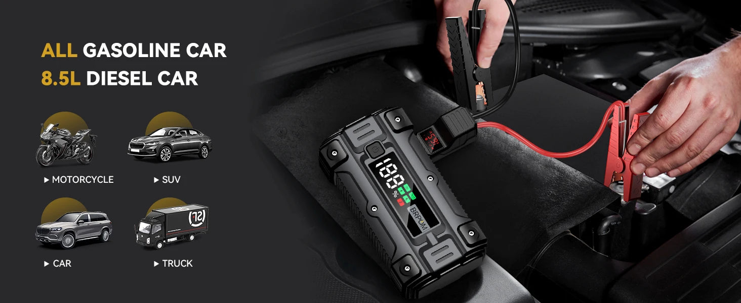 Power Bank 4000A/5000A 12V Car Battery Jump Starter Portable Charger Car Booster Starting Device Petrol Diesel Emergency Booster