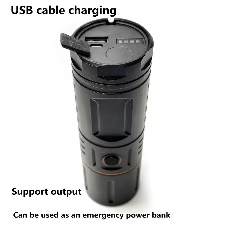 T40 High Power LED Flashlight Rechargeable Zoom Torch with Power Bank 3×18650 Battery Ultra Bright