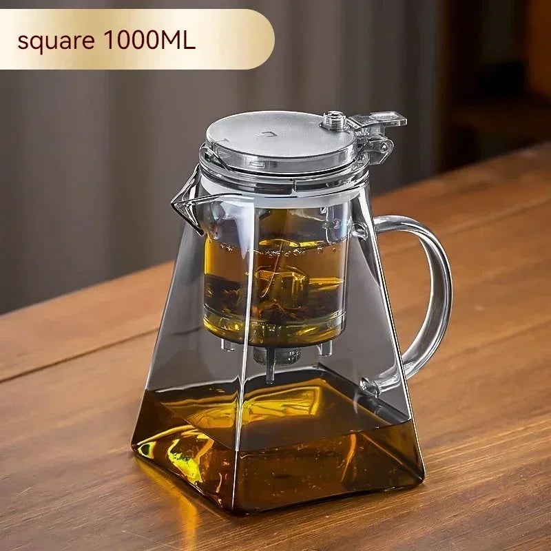 High Borosilicate Glass Tea Pot with One Touch Tea Separation Filter 1000ml