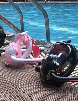 Full Face Snorkel Mask with Anti-Fog Wipes 180 Degree Panoramic HD View Snorkeling Mask Anti-Leak Dry Set for Adults