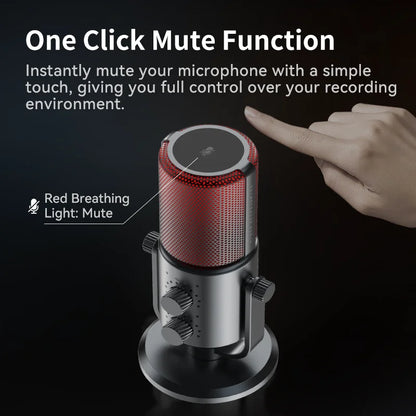 Condenser Microphone Cardioid Pattern Microphone Real-Time Monitoring for Smartphone Laptop Computer  40Hz-20KHz