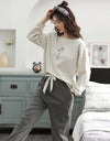 Women’s Winter Corduroy Cotton Pajama Set – Cute, Comfortable, Loose Long Sleeve Loungewear