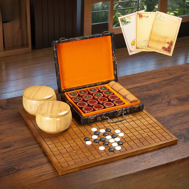 2 in 1 Wooden Chinese Chess & Go Board Game Set