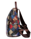 Patchwork Leather Backpacks Large Capacity Travel School Bag Retro Shoulder Bag Bagpack