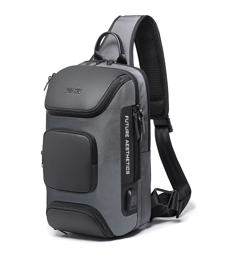 Anti-theft Chest Bag Shoulder Strap USB Rechargeable Crossbody School Gym Pack, Men Sports Waterproof Shoulder Bag