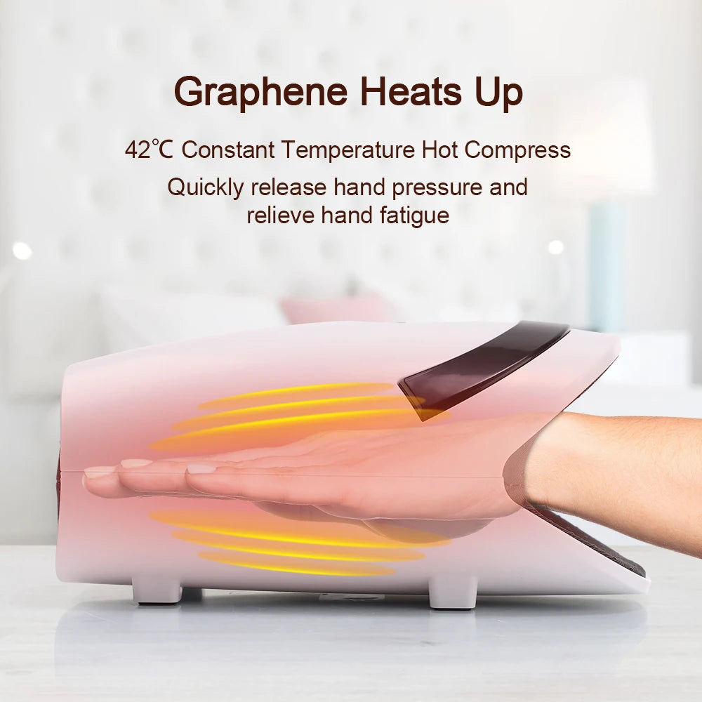 Electric Smart Air Pressure Hand Massager Palm Acupoint Compression Hot Compress Vibrated Massage Wrist Fingers Spa Relax Muscle