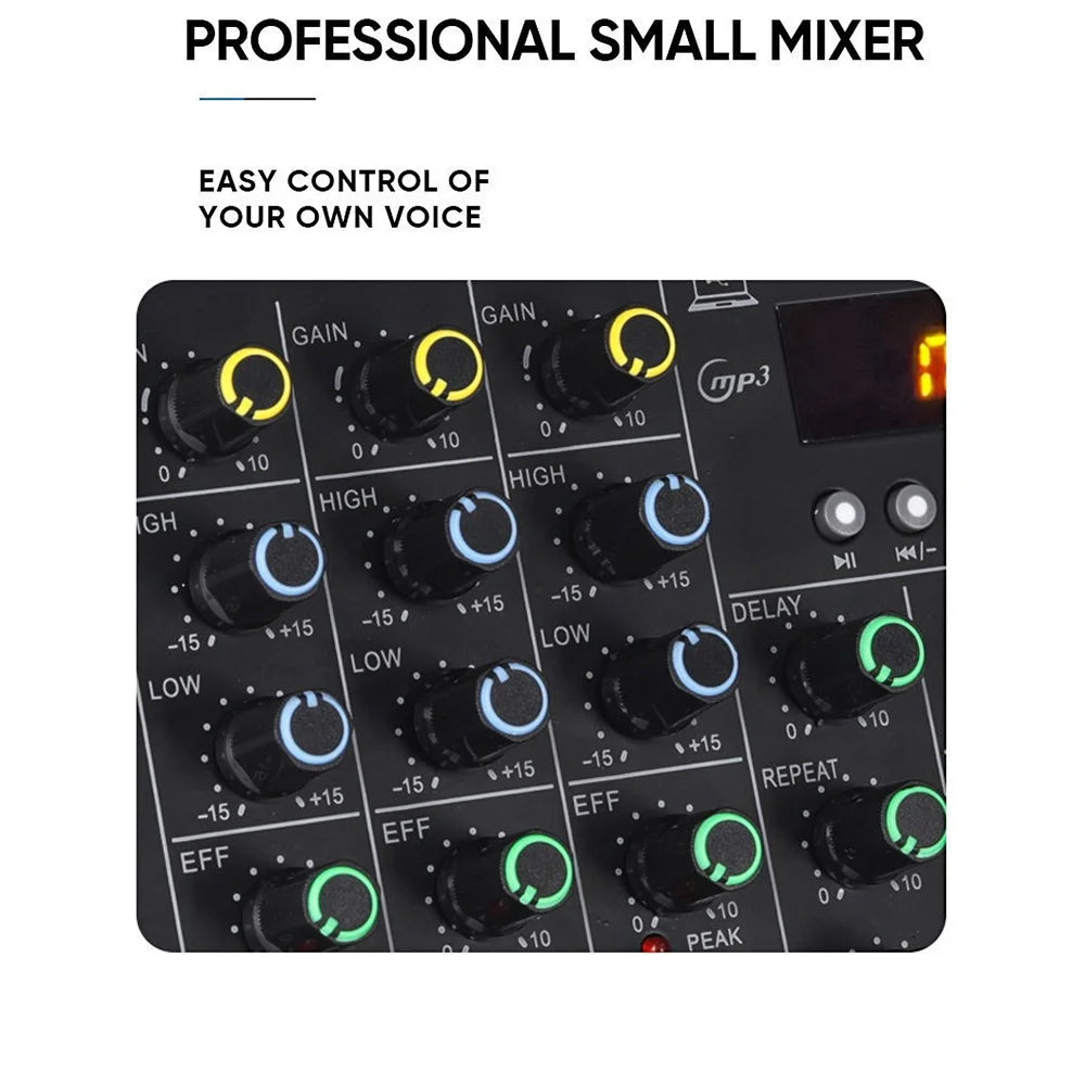 AM6 6 Channel Professional Audio Mixer Console with USB Recording and 48V Phantom Power