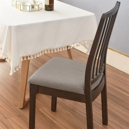 4pcs/set Stretch Dining Chair Seat Covers Jacquard Elastic Upholstered Chairs Cushion Slipcover Anti-Dirty Protector Removable