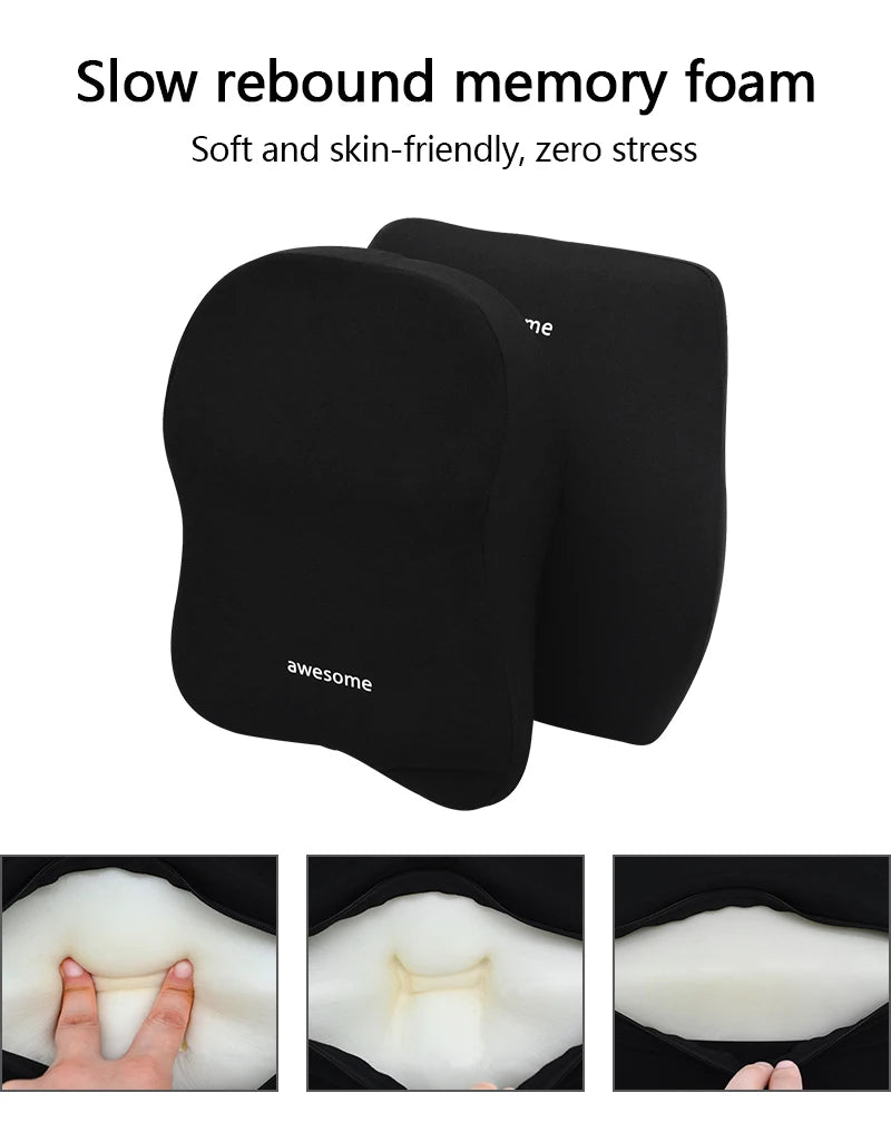 Car Lumbar Back Support Headrest Neck Pillow Memory Foam Lumbar Pillow Universal Soft Neck Pillows Cushion Car Supplies