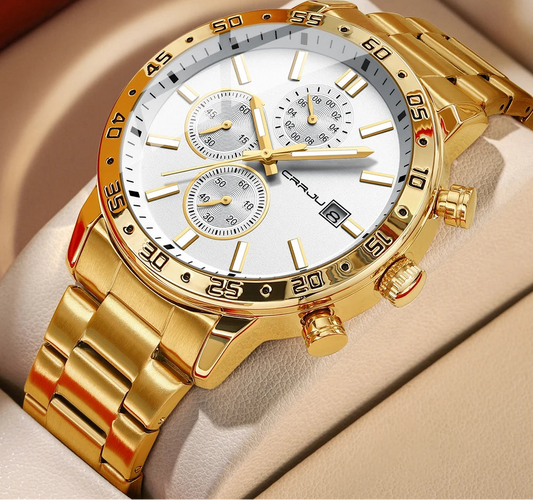 Fashion Mens Business Stainless Steel Band Quartz Watches with Calendar Chronograph Luminous Analog Wristwatch Man