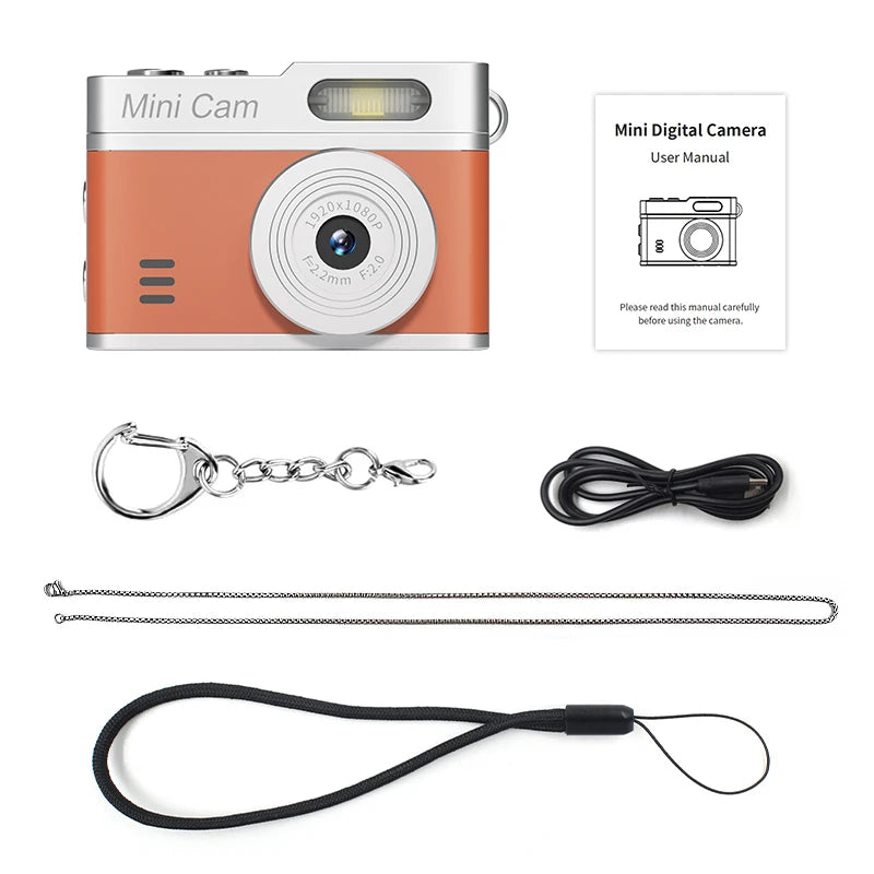 1080P Pocket Action Camera Portable with LED Retro Camera Outdoor Bodycam Mini Keychain Digital Cam 0.96-inch HD Video Recorder