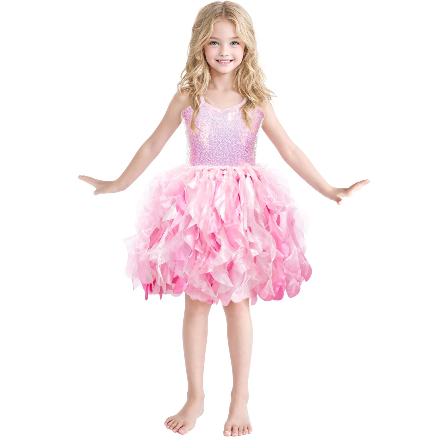 Sequin Pageant Dress with Spiral Hem Birthday Party Gown