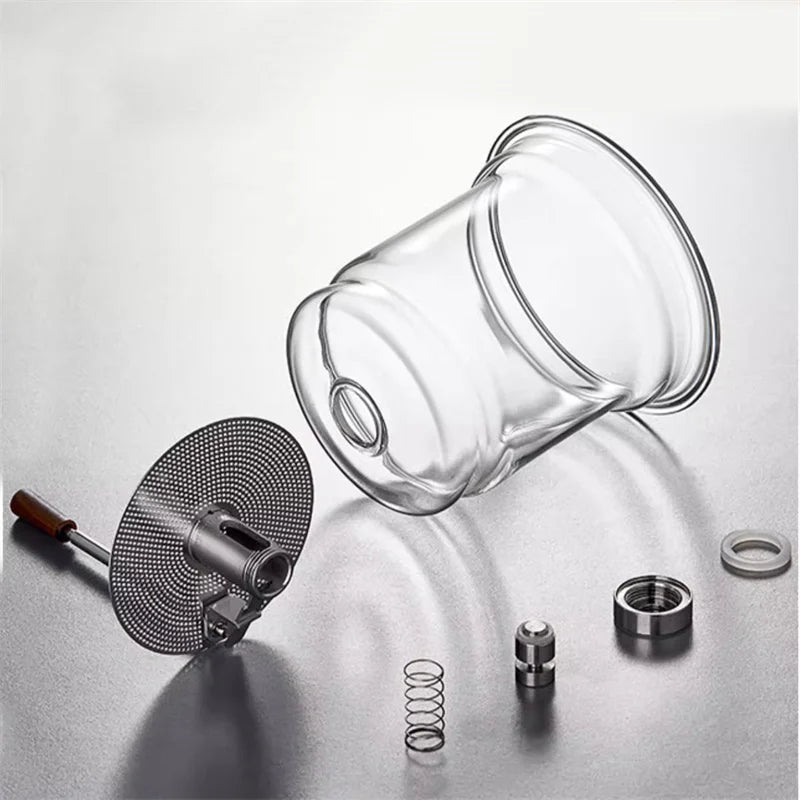 One Click Tea Separation Glass Teapot with Wood Handle