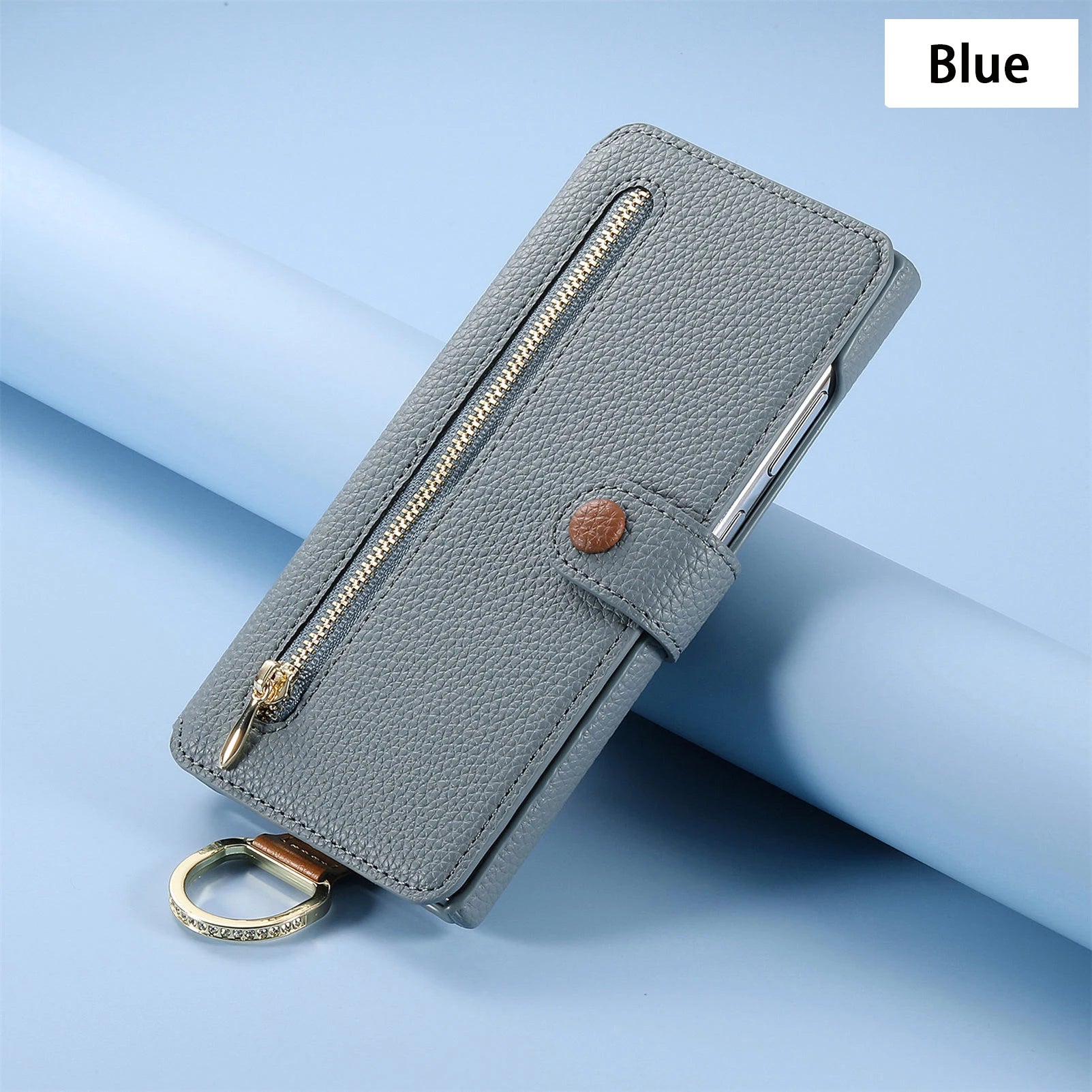 Wallet Flip Case for iPhone 16 15 Pro Max 14 Plus 16Pro 14Pro 15Pro Leather Strap Card Slots Zipper Cover