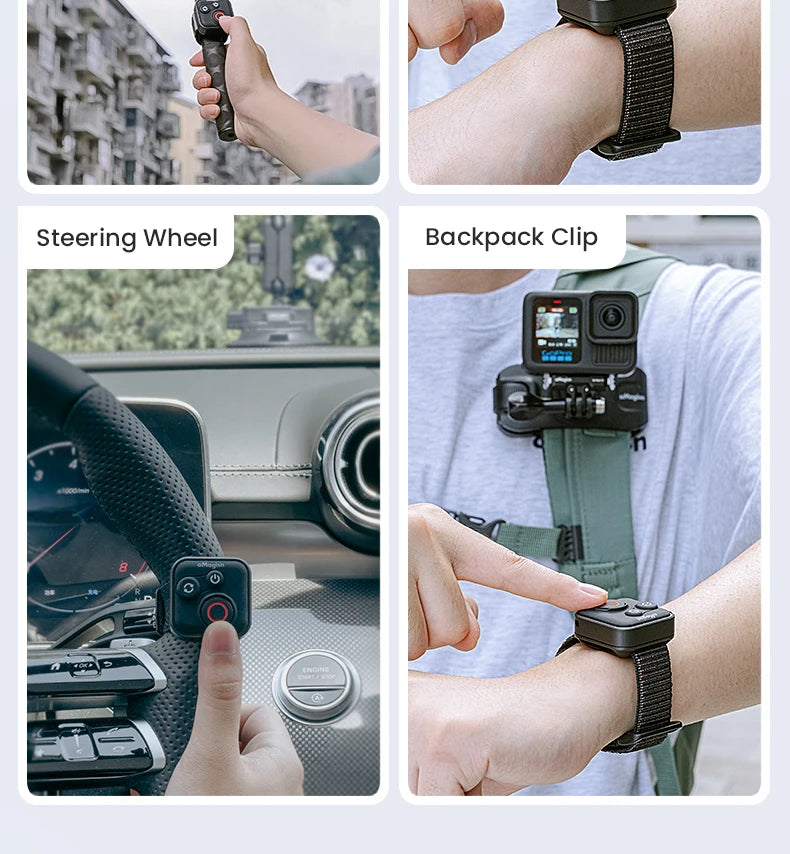 Wireless Bluetooth Remote Control with Wrist Strap for Action Cameras and Smartphones