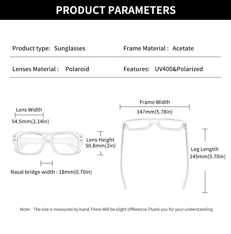 Acetate Square Polarized UV400 Mirror Gradient Fashion Sunglasses for Men Women Luxury Eyewear
