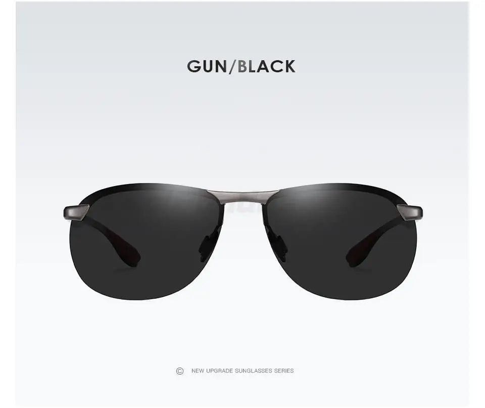 Rimless Photochromic Polarized UV400 Aluminum Driving Sunglasses for Men Women