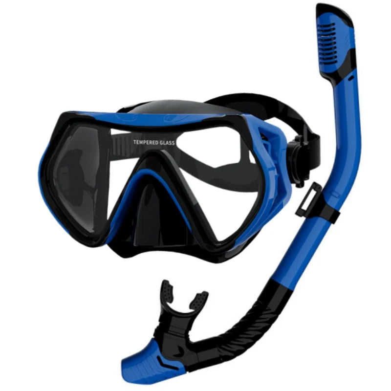 Scuba Diving Mask Snorkel Set For  Tempered Glass Professional Panoramic Snorkeling Gear Swimming Training