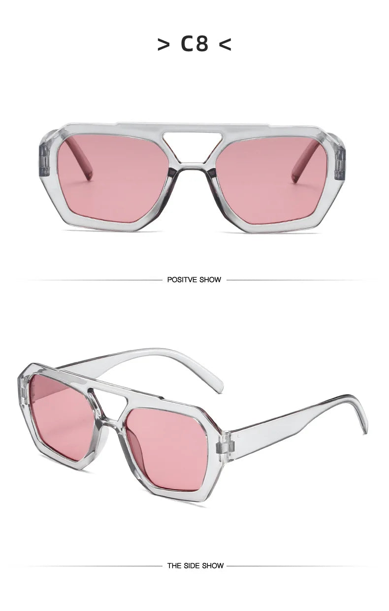 Big Frame Women's Sunglasses Retro Double Bridges Leopard Brown Gradient Eyewear Fashion Luxury Designer Sun Glasses