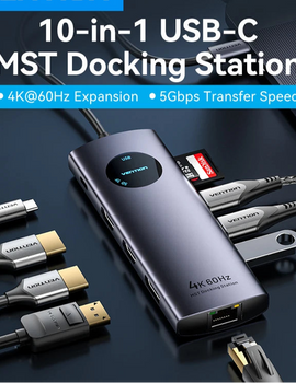 MST Docking Station Type C to HDMI DP 4K 60Hz RJ45 USB 3.0 HUB PD 100W USB C Splitter for PC Laptop Macbook Tablet