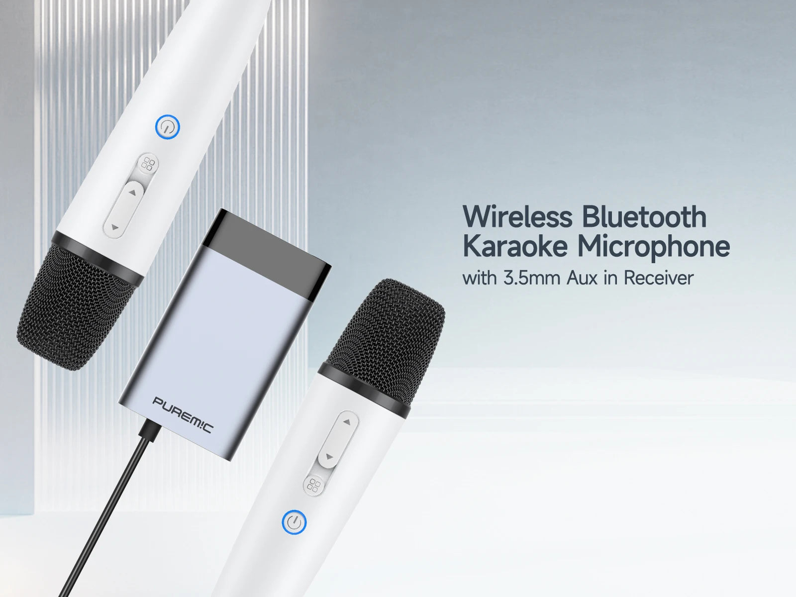 Tesla Microphone with Case, Rechargeable Bluetooth Microphone Wireless with 3.5mm Aux Jack Receiver, Car Karaoke Mic with Bag