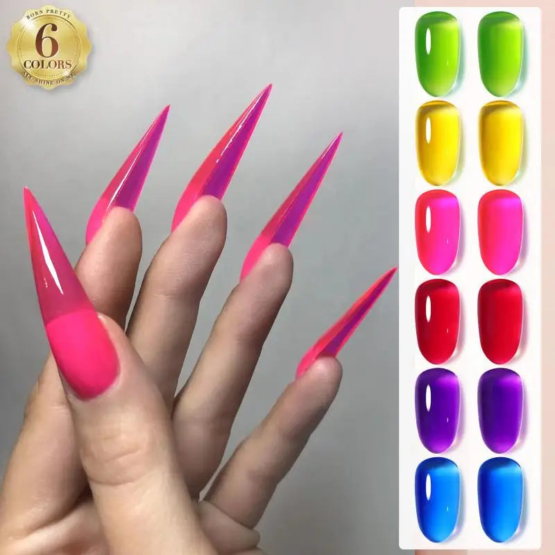 7ml 6Pcs Soda Ice Jelly Gel Nail Polish Set Gorgeous Color Full Coverage Semi Permanent Varnish Soak Off UV Gel