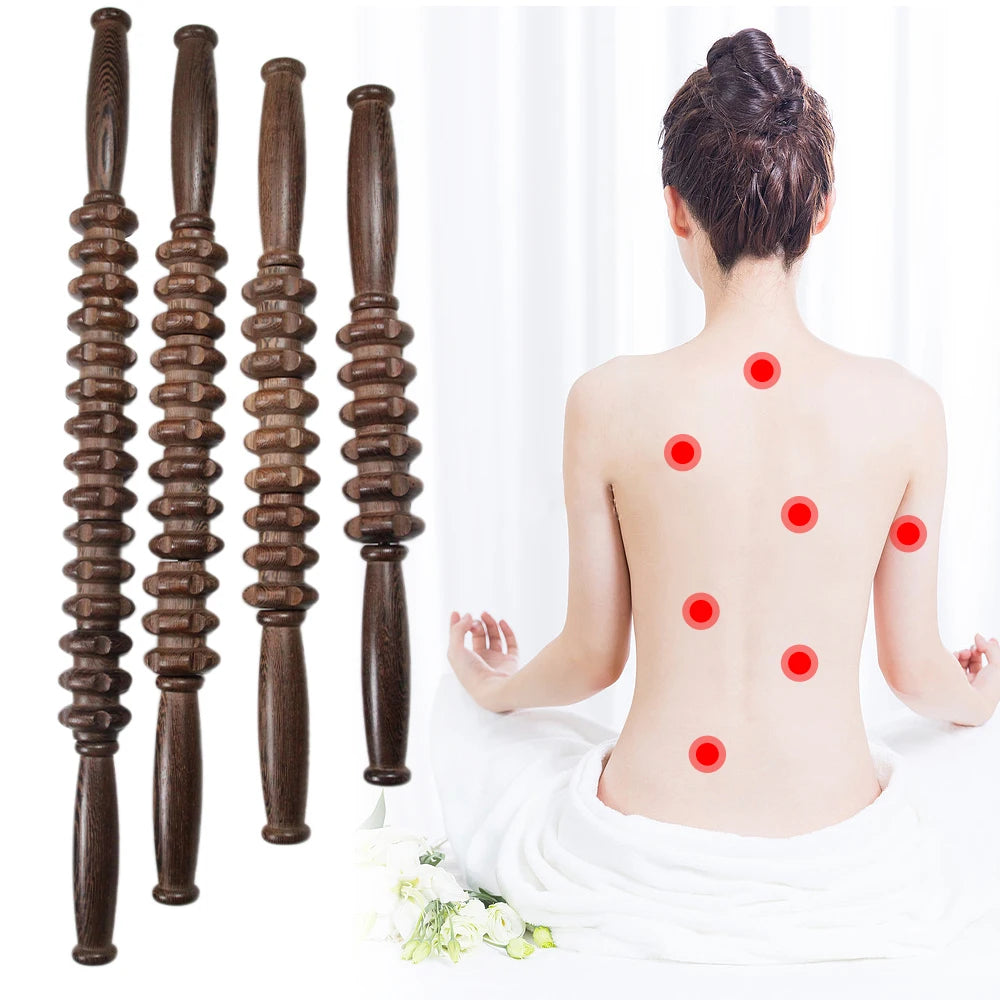 Manual Massager Wooden Handheld Roller Trigger Point Massager Stick for Fascia,Cellulite,Muscle & Abdomen,Body Therapy Massager