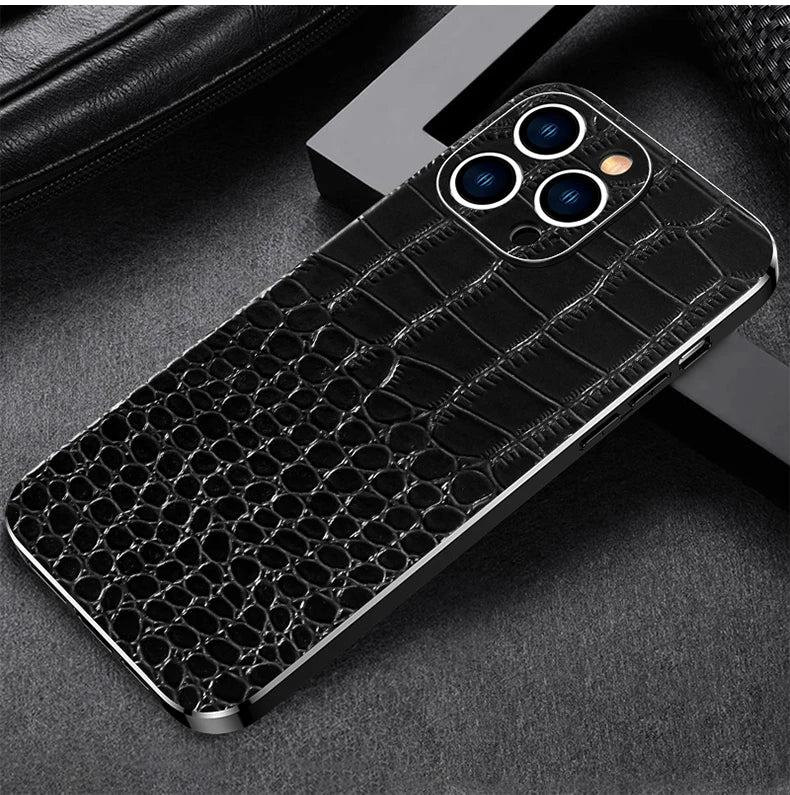 Genuine Leather Phone Case for iPhone 16 15 Pro Max 14promax Luxury Soft Edges Shockproof Camera Protection Cover