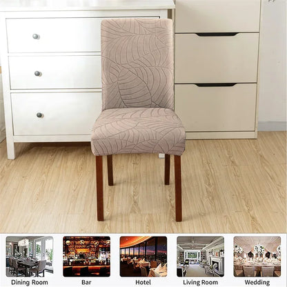 1PC Stretch Dining Chair Covers Leaves Jacquard Seat Covers Universal Size Dust Covers for Hotel Banquet Wedding Chairs Decor