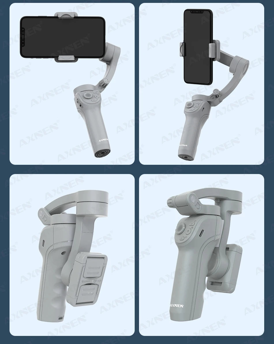 HQ6 3-Axis Gimbal Handheld Stabilizer for Cellphone, with Fill Light, Face Tracking, for iPhone Android Video Recording