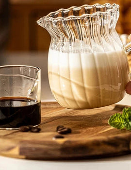 75-500ml Stripe Milk Jug Heat-resistant Glass Cup With Handle Coffee Milk Tea Separator Fair Cup Home Cafe Drinkware Gift