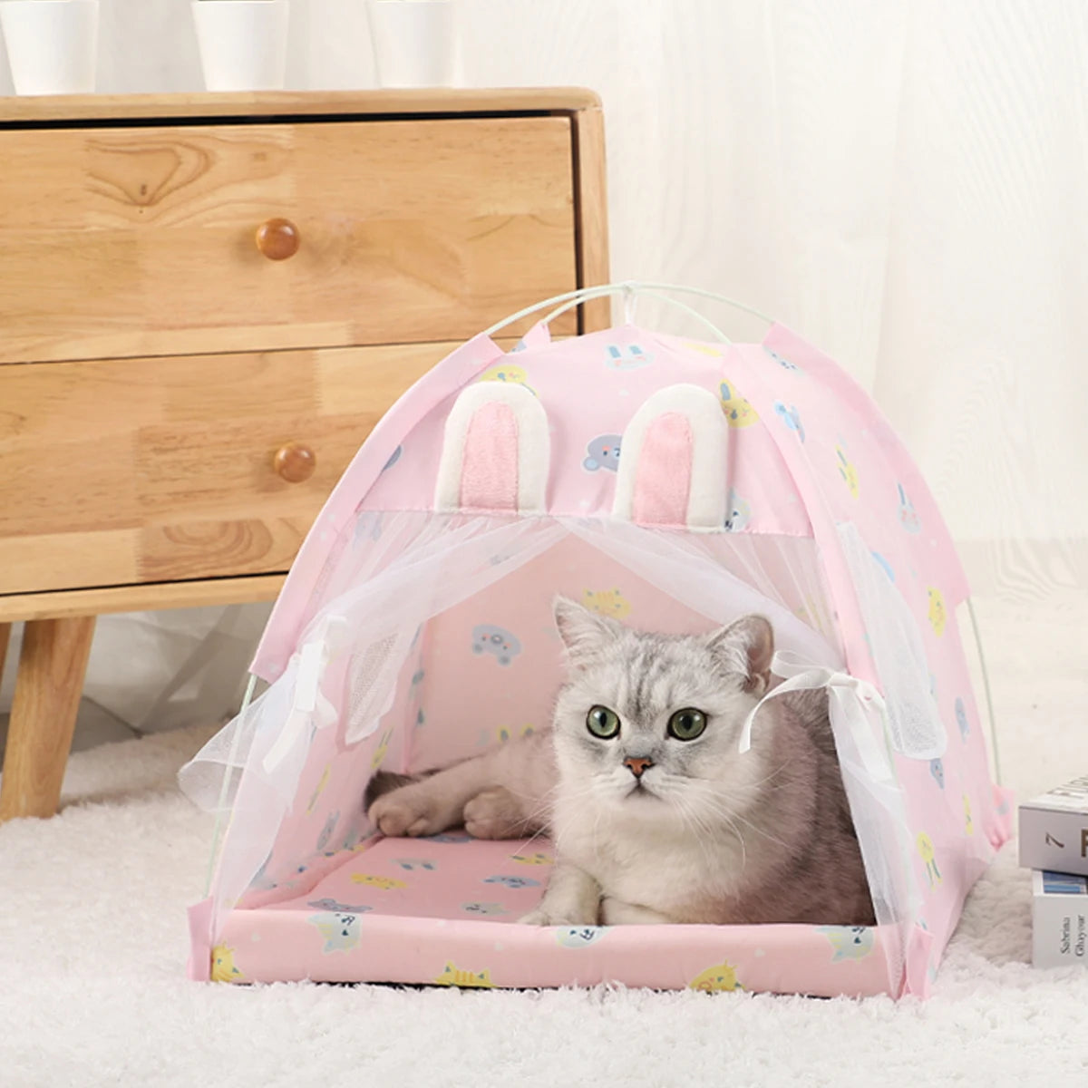 Clamshell Pet Tent Bed House for Cats and Small Dogs