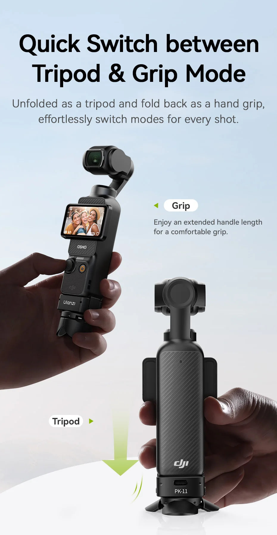 Pocket 3 Mini Tripod Kit Built for DJI Osmo Pocket 3 for Travel Vlog Video Recording