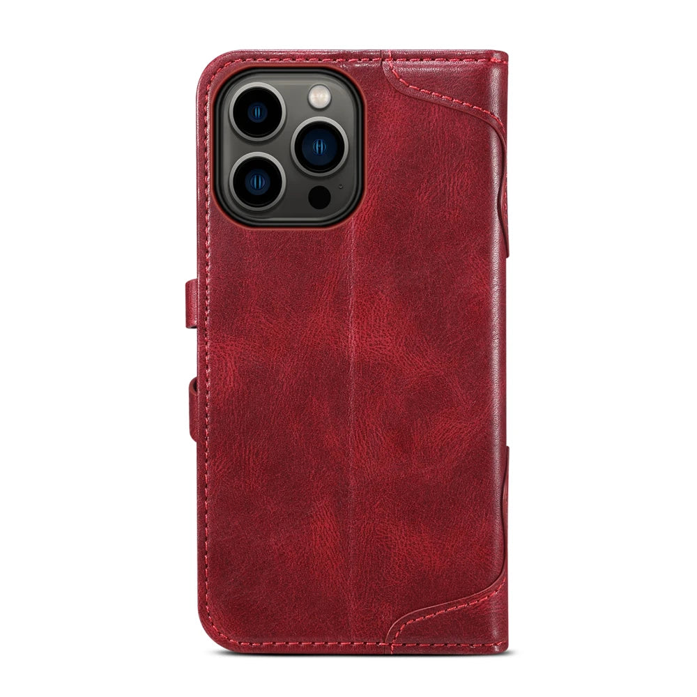 Flip Leather Wallet Phone Case for iPhone 16 15 Pro Max 14 Plus with  Card Slot Holder Cover