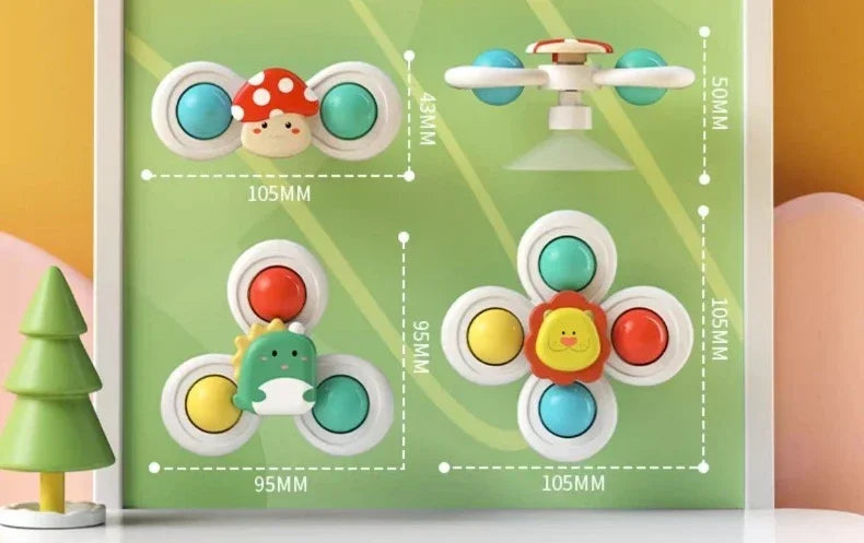 3PCS Suction Cup Rotating Toy for  Hand-eye Coordination Educational Training, Bath & Travel toy, Birthday Christmas Gift