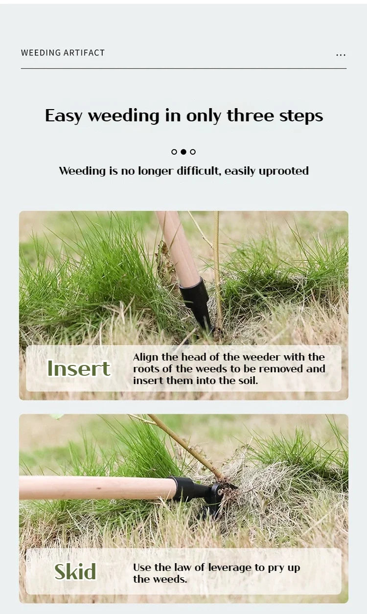 Portable Handheld Weeder Manual Weeding Tool for Root Removal Stand-Alone Design (No Pole)