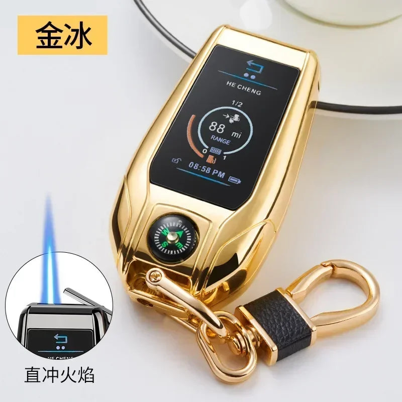 Keychain Windproof Lighter Cool Car Key Model Black Technology Multifunctional Igniter Gift Boyfriend A Trendy Look