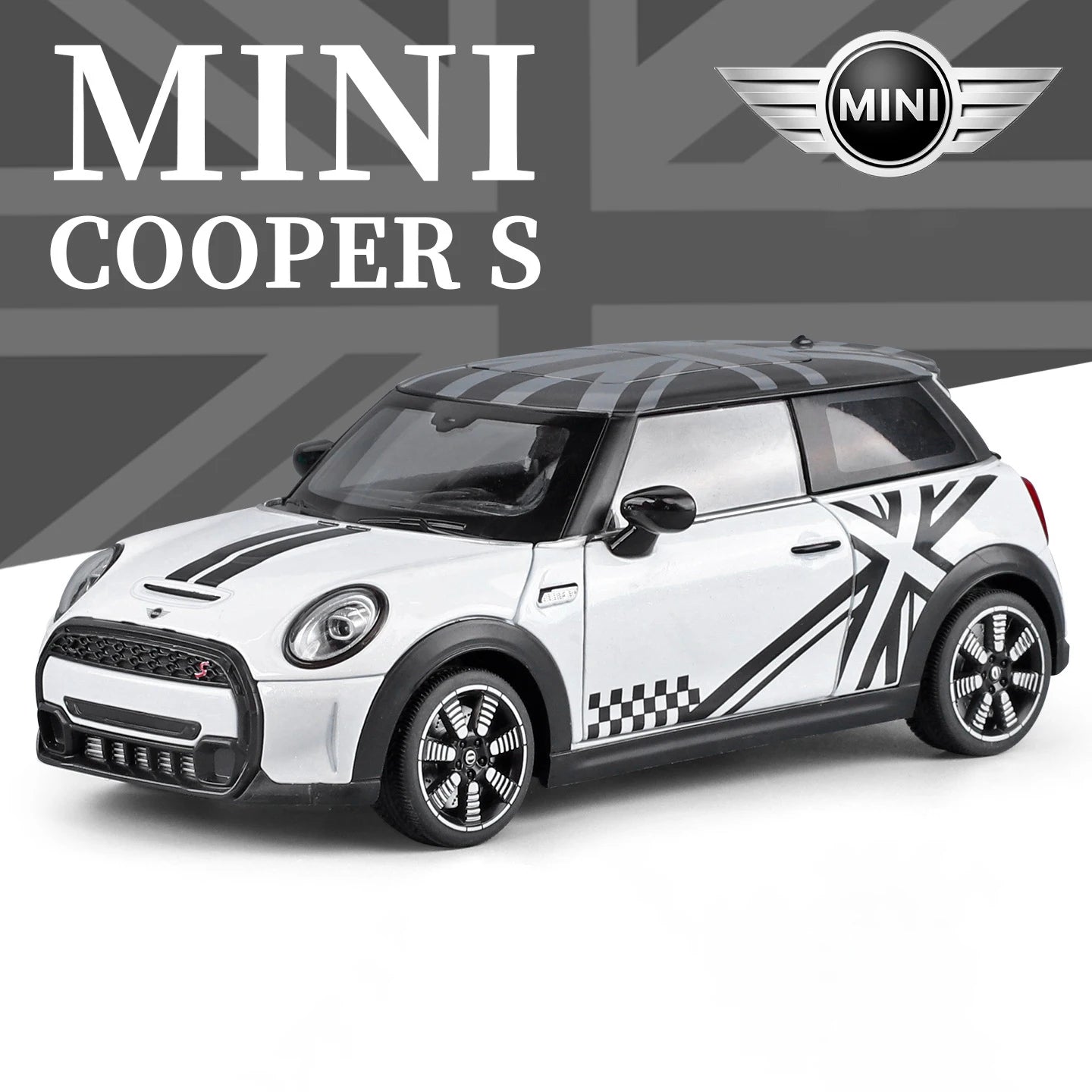 1 24 Scale Mini Cooper S Modified Diecast Pull Back Model Car with Sound and Light