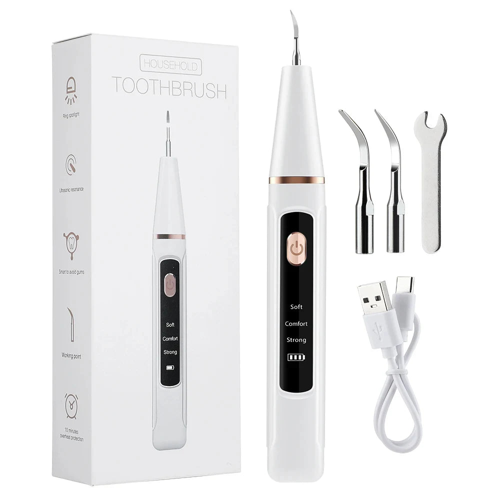 Ultrasonic Dental Scaler Oral Care Tartar Removal Calculus Remover Tooth Stain Cleaner LED Light Tooth Whitening Tools Household