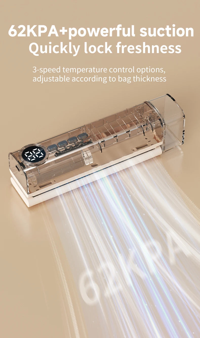 Mini Cordless Vacuum Sealer with Digital Display – Rechargeable Food Bag Vacuum & Heat Sealing Machine for Kitchen Storage