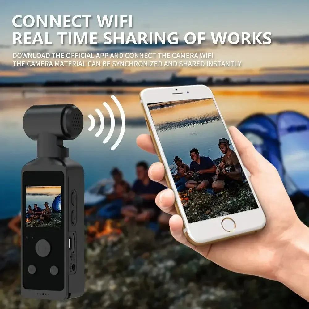 4K HD Pocket Action Camera 270° Rotatable Anti Shaking Wifi Sports Camera 30m Waterproof Small Video Camcorder for Photography