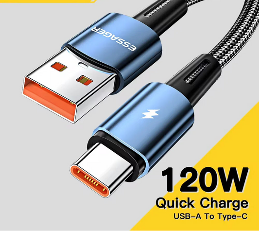 120W USB-A to Type-C Super Fast Charging Cable (6A)