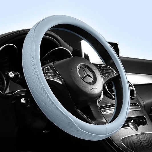 Perforated Nappa Leather Car Steering Wheel Cover 37CM 38CM