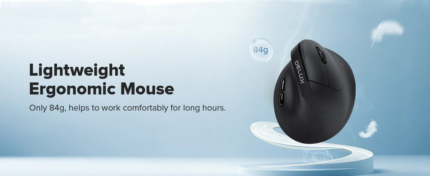 M618 Air Ergonomic Vertical Wireless Mouse – Rechargeable Silent Click, 2400 DPI