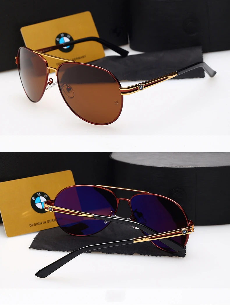 BWM Sunglasses Luxury Polarized Men UV400 Anti-Glare Retro Flight Sunglasses Driving Cycling Fishing Outdoor Hiking Sunglasses